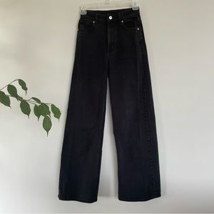 H&M black wide leg twill pants